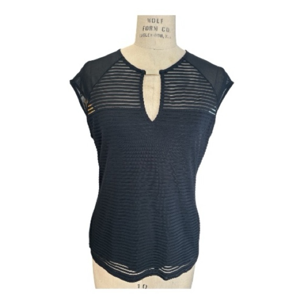Cache Elegant Black Sheer Women's Top. Size L